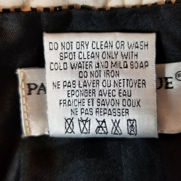 PAPELL BOUTIQUE Evening Windowpane Silk Beaded Accents Jacket Black Large ~ 4451 - Picture 7 of 7